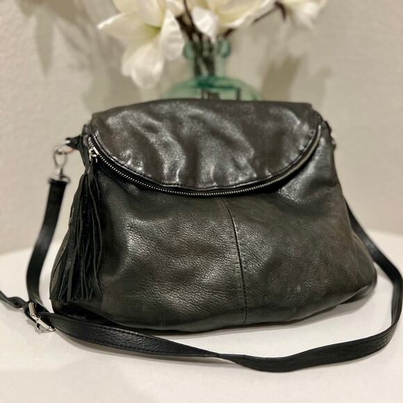 Margot Gray Leather Crossbody Bag - Picture 1 of 9